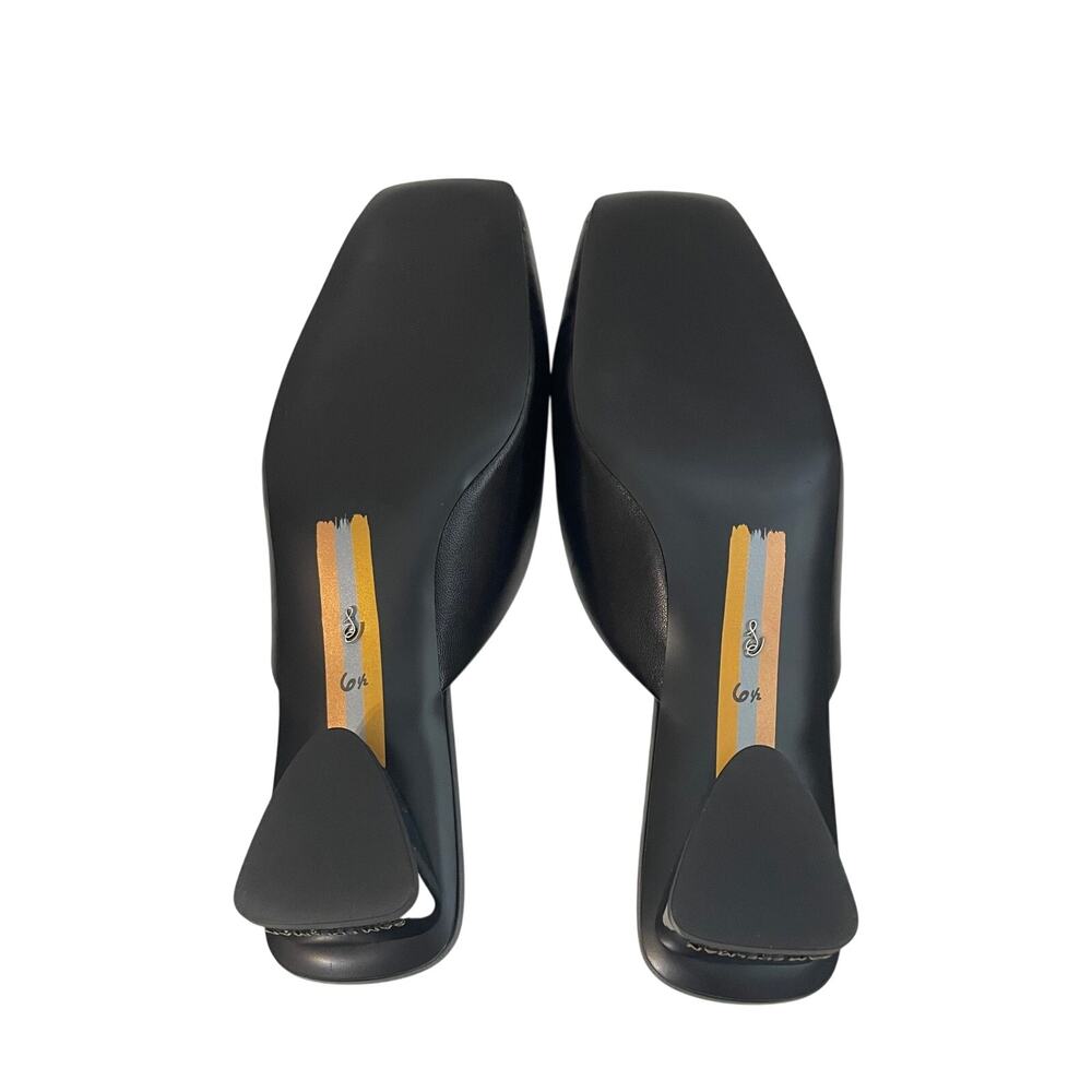 Sam Edelman Black Leather Slip-On Mules with Gold Bit Detail - Picture 7 of 11
